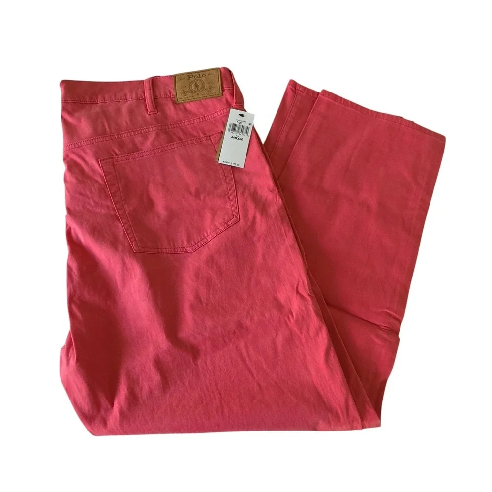 Polo Ralph Lauren Mens Varick Slim Straight Pants Red Salmon Pink 44B x 30